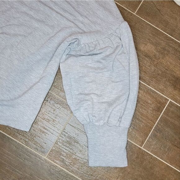 Zara basic Gray Knotted Front Lantern Sleeve Plain  light weight Sweatsh… - Picture 9 of 15